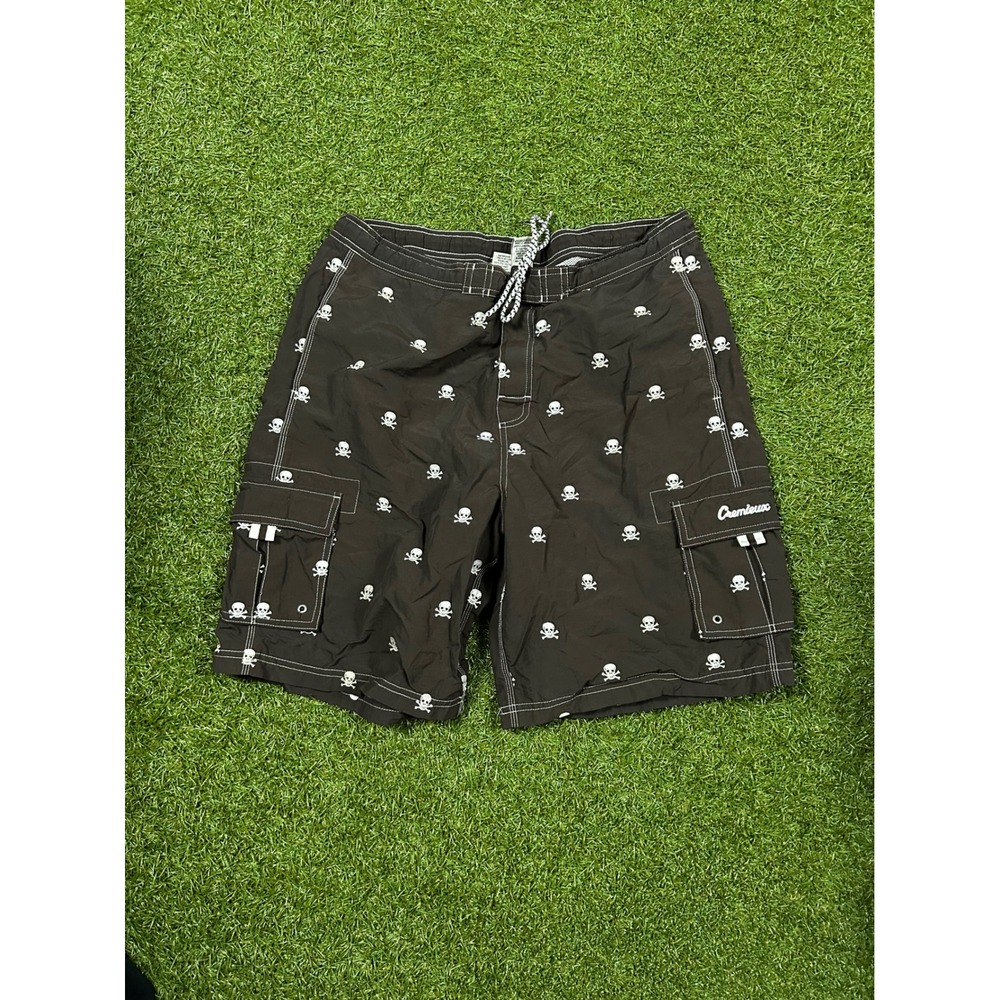 Y2K Cremieux brown skull swim trunks